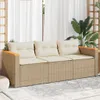 vidaXL Gartensofa mit Kissen 3-Sitzer Beige Poly Rattan Produktbild-Vorschau 2