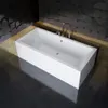 A modern bathroom with a white rectangular bathtub. Produktbild-Vorschau