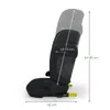 A side view of a black child car seat with adjustable height indicated by arrows and measurements. Anteprima dell’immagine prodotto
