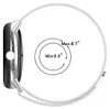 A side view of a smartwatch with a metal mesh band, with a diagram indicating minimum and maximum wrist sizes. Náhled obrázku produktu