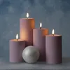 LED Stumpenkerze MIA - Kunststoff - realistische 3D Flamme - H- 10cm - outdoor - pastell lila Produktbild-Vorschau