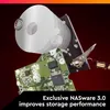 A disassembled hard drive and circuit board are shown with text overlay. Produktbild-Vorschau