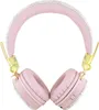 A pair of pink and gold over-ear Bluetooth headphones are shown against a white background. Produktbild-Vorschau