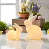 2er Set LED Hasen Porzellan Weiß Blumenwiese Tischdeko Produktbild-Vorschau 1
