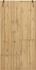 A full shot of a wooden wardrobe with a mirror, hooks, and a shoe cabinet. The wardrobe is made of wood and has a modern design. Produktbild-Vorschau