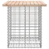 A gabion garden bench with a wooden top, shown from the front against a white background. Náhled obrázku produktu