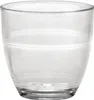 A clear, studio shot of a single glass tumbler on a white background. Voir les images du produit