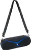 A black and blue portable Bluetooth speaker with a black strap is shown against a white background. Produktbild-Vorschau