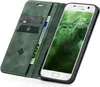 A green flip cover wallet case for a Samsung Galaxy S7 phone, with cards and cash inserted. Produktbild-Vorschau