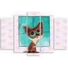 5-teiliges leinwandbild kleine katze 100x70 cm Feeby rosa Produktbild-Vorschau 2