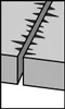 A close-up illustration of a saw blade with teeth, inserted into a material. Voir les images du produit