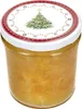 A jar of jam with a Christmas-themed lid. Produktbild-Vorschau