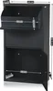 A black metal mailbox with dimensions indicated by white lines and text. Produktbild-Vorschau