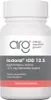 A white bottle of dietary supplement with a label. Produktbild-Vorschau