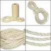 A collage of four images showing different views of sisal rope, including a spool and coiled rope. Produktbild-Vorschau