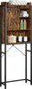 A tall, narrow bathroom storage unit with a rustic wood finish and black metal frame, designed to fit over a toilet. Produktbild-Vorschau