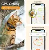 Collage showing a cat with a GPS tracker and screenshots of a tracking app. Produktbild-Vorschau