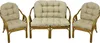A set of rattan furniture including a two-seater bench and two armchairs, all with beige cushions, displayed against a white background. Produktbild-Vorschau