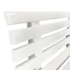 A close-up view of a white plastic garden bench. Produktbild-Vorschau