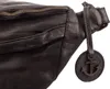 A close-up view of a black leather belt bag, focusing on the zipper and a decorative anchor charm. Produktbild-Vorschau