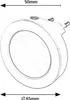 A line drawing of a round light fixture with dimensions indicated. Voir les images du produit