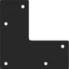 A black L-shaped metal bracket with four holes for screws, presented on a white background. Podgląd zdjęcia produktu