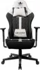 A studio shot of a black and gray gaming chair. Produktbild-Vorschau