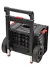 A black rolling tool cart with red accents and silver legs, shown from a three-quarter rear view against a white background. Anteprima dell’immagine prodotto