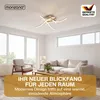 A modern living room with a sofa, armchair, and coffee table, featuring a contemporary ceiling light. Náhled obrázku produktu