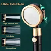 A shower head with three different water outlet modes demonstrated. Produktbild-Vorschau