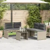 vidaXL 4-tlg. Garten-Sofagarnitur mit Kissen Hellgrau Poly Produktbild-Vorschau 2