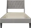 Estructura de cama con cabecero en gris claro, 90 x 200 cm, Vista previa de la imagen del producto 4