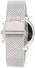 A close-up side view of a silver Emporio Armani watch with a mesh band. Náhled obrázku produktu