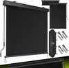A product shot of a black roller blind with its accessories and packaging. Produktbild-Vorschau