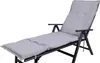 A light gray chaise lounge cushion on a black frame.