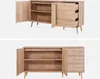 Two images of a wooden sideboard with two doors and three drawers, shown from different angles with doors and drawers open. Produktbild-Vorschau