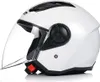 A white motorcycle helmet with a clear visor. Anteprima dell’immagine prodotto