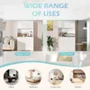 Collage showing different uses of a white storage cabinet, including as a kitchen island and in various rooms. Produktbild-Vorschau