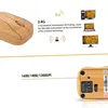 A close-up of a bamboo computer mouse with marketing text and diagrams. Produktbild-Vorschau