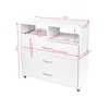 A white cosmetic and podiatry cart with drawers and shelves, shown with dimensions indicated by measurement lines and text. Náhled obrázku produktu