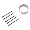 A set of black stylus pen tips and a silver ring are arranged on a white background. Náhled obrázku produktu