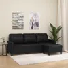 vidaXL 3-Sitzer-Sofa mit Hocker Schwarz 180 cm Kunstleder Produktbild-Vorschau 2