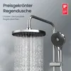 A modern shower system with a large rain showerhead and a handheld showerhead, with water flowing from the rain showerhead. Anteprima dell’immagine prodotto