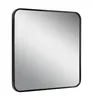 A square mirror with rounded corners and a black frame, presented against a white background. Produktbild-Vorschau