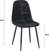 A black dining chair with dimensions indicated by lines and text. Produktbild-Vorschau