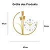 A diagram showing the dimensions of a wall clock with decorative wheat stalks. Produktbild-Vorschau