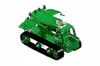 A green toy tank made of metal construction pieces, shown from a three-quarter angle on a white background. Náhled obrázku produktu