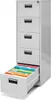 A gray metal filing cabinet with one drawer pulled out, revealing colorful hanging files. Náhľad obrázku produktu
