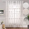 Lot de 2 rideaux en voile transparent brodé avec œillets, Voir les images du produit 1