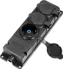 A black outdoor power strip with multiple outlets and protective covers. Anteprima dell’immagine prodotto